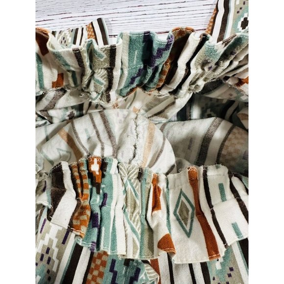 Southwest Aztec Pants Juniors High Waisted Pockets Brushed Cotton USA Vtg - Picture 15 of 16